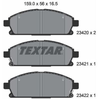 TEXTAR Bremsbelagsatz, Scheibenbremse 2342001 TEXTAR Bremsbelagsatz, Scheibenbremse 2342001