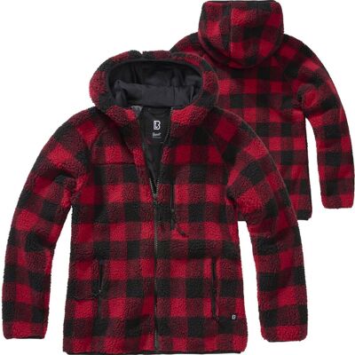 Brandit Teddyfleece Jacke mit Kapuze Damen Rot-Schwarz XS Brandit Teddyfleece Jacke mit Kapuze Damen Rot-Schwarz XS