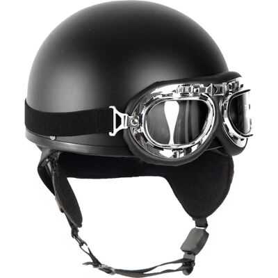 Mil-Tec Retro Helm Halbschale mit Brille Schwarz 59-60 (L) Mil-Tec Retro Helm Halbschale mit Brille Schwarz 59-60 (L)