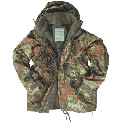 Mil-Tec Militär Nässeschutzjacke mit Fleecejacke Flecktarn M Mil-Tec Militär Nässeschutzjacke mit Fleecejacke Flecktarn M