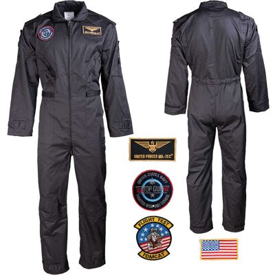 Mil-Tec US Army Fliegerkombi mit Abzeichen Schwarz 60 (5XL) Mil-Tec US Army Fliegerkombi mit Abzeichen Schwarz 60 (5XL)