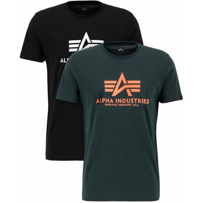 Alpha Industries Basic T-Shirt (2er Pack) Schwarz + Dark Petrol S Alpha Industries Basic T-Shirt (2er Pack) Schwarz + Dark Petrol S