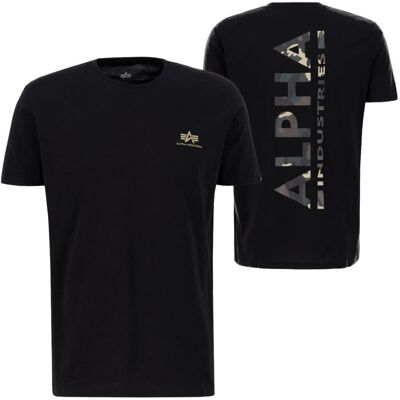 Alpha Industries Backprint T-Shirt Schwarz / Woodland S Alpha Industries Backprint T-Shirt Schwarz / Woodland S