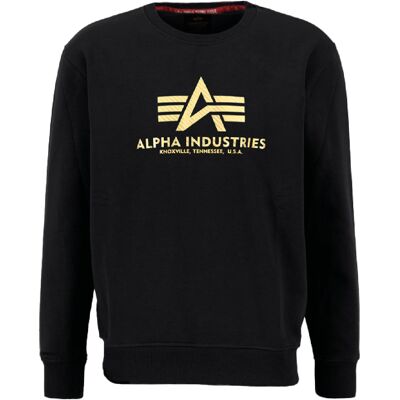 Alpha Industries Pullover Basic Sweater Carbon Schwarz / Gold S Alpha Industries Pullover Basic Sweater Carbon Schwarz / Gold S