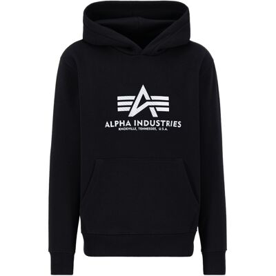 Alpha Industries Kapuzenpullover Basic Hoodie Carbon Schwarz / Silber M Alpha Industries Kapuzenpullover Basic Hoodie Carbon Schwarz / Silber M