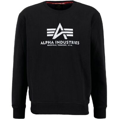 Alpha Industries Pullover Basic Sweater Carbon Schwarz / Silber L Alpha Industries Pullover Basic Sweater Carbon Schwarz / Silber L