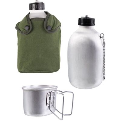 Mil-Tec Militär Feldflasche Alu 1,3L mit Becher und Hülle Mil-Tec Militär Feldflasche Alu 1,3L mit Becher und Hülle