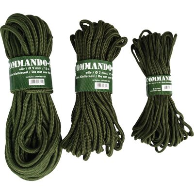 Mil-Tec Militär Commando-Seil 15m Oliv 7mm Mil-Tec Militär Commando-Seil 15m Oliv 7mm