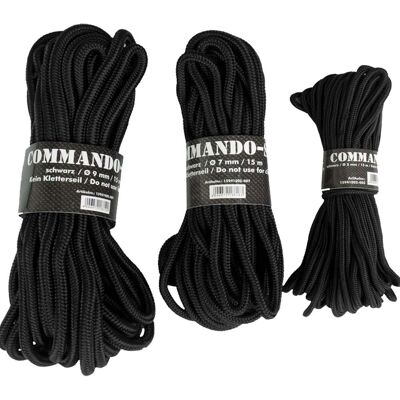 Mil-Tec Militär Commando-Seil 15m Schwarz 9mm Mil-Tec Militär Commando-Seil 15m Schwarz 9mm