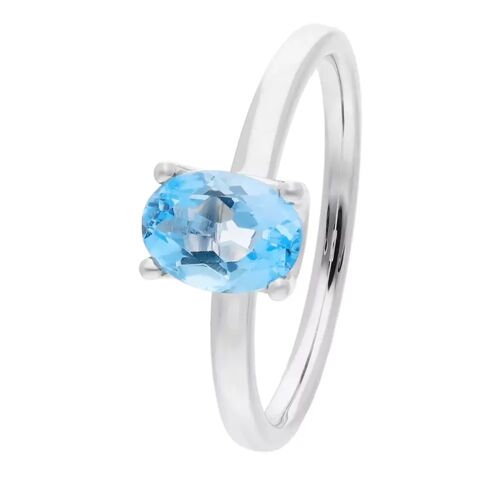 diamondline Ring – ring 375 WG 1 blue Topas treat. 7×5 mm oval fac. – Gr. 54 – in Silber – für Damen