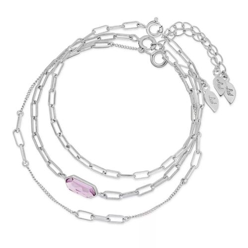 Leaf Armband – Bracelet Set Cube, Amethyst, silver rhodium plate – Gr. M – in Lila – für Damen