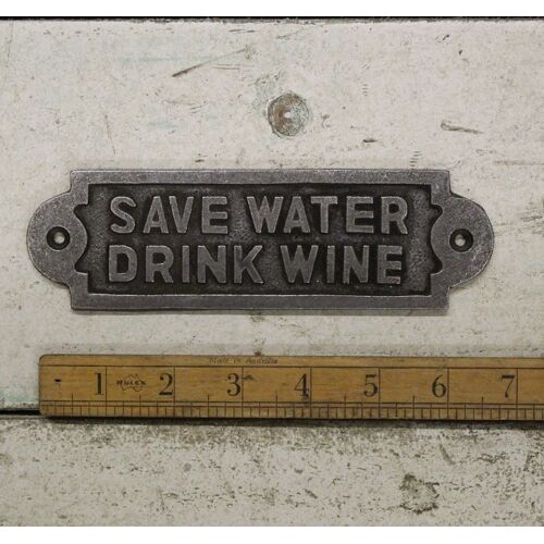 Lofttuer.de Wandplatte Save Water Drink Wine Eisen 18 CM   Erhältlich bei Lofttuer.de