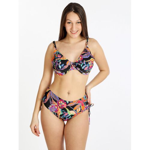 bikini 4 you Blumenbikini für Damen Bikini Damen Schwarz Größe 44