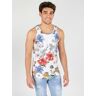 Million&Man; Tank Top mit Blumenmuster Kurzarm T-Shirt Herren Weiß Größe XL