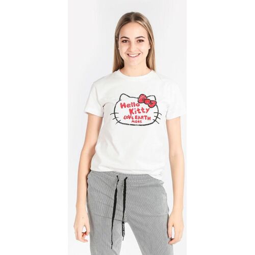 Fixdesign Baumwoll-T-Shirt für Damen mit Aufdruck Kurzarm T-Shirt Damen Weiß Größe S