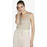 italy moda Damenoberteil aus geripptem Lurex mit V-Ausschnitt Top Damen Beige Größe Unica