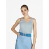 italy moda Damenoberteil aus geripptem Lurex mit V-Ausschnitt Top Damen Blau Größe Unica
