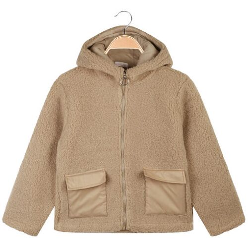 Sweet Junior Teddybärjacke für Mädchen mit Kapuze und Reißverschluss Leichte Jacken Mädchen Beige Größe 06