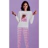 Barbie Damen-Pyjama aus Interlock-Baumwolle Pyjama Damen Weiß Größe XL