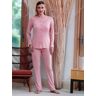 Kissimo Offener Damenpyjama mit Spitzenstickerei Pyjama Damen Rosa Größe XL