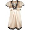 Solada Satin Babydoll mit Spitze + String Sexy Unterwäsche Damen Beige Größe Unica