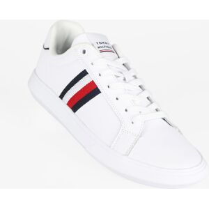 Tommy Hilfiger Corporate Leather Cup Stripes Ledersneaker für Herren Sneaker low Herren Weiß Größe 45