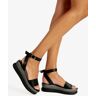 Queen Helena Damen-Ledersandalen mit Plateau Sandalen mit Keilabsatz Damen Schwarz Größe 36