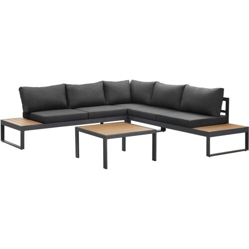 Die Möbelfundgrube Gartenmöbel Lounge Set 247 x 247 cm Teak Holzopotik – PAROS