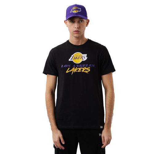New Era LA Lakers Script Tee Shirts für Herren Schwarz S