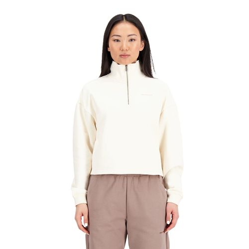 New Balance 1/4 Zip Sweat Pullover für Damen Beige L
