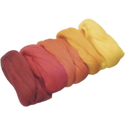 3x Heyda Merino-Wolle Mix, Garn + Wolle, Gelb, Orange, Rot 3x Heyda Merino-Wolle Mix, Garn + Wolle, Gelb, Orange, Rot