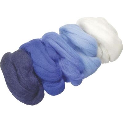 3x Heyda Merino-Wolle Mix, Garn + Wolle, Blau, Weiss 3x Heyda Merino-Wolle Mix, Garn + Wolle, Blau, Weiss