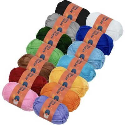 Unbekannt - Multi-Farben Acrylgarn-Set - 14 Farben - 50g je Knäuel Unbekannt - Multi-Farben Acrylgarn-Set - 14 Farben - 50g je Knäuel