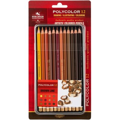 Koh-i-Noor, Malstifte, Polycolor- Künstlerfarbstifte 12er Set " Braune Serie " im Metalletui / Blister (12x) Koh-i-Noor, Malstifte, Polycolor- Künstlerfarbstifte 12er Set " Braune Serie " im Metalletui / Blister (12x)