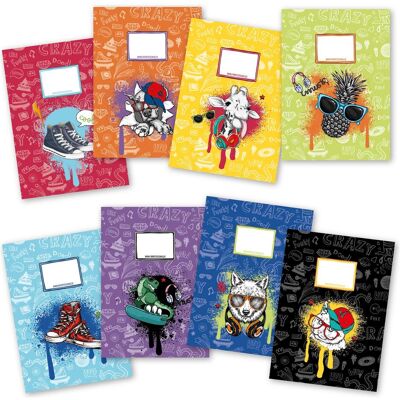 Papierdrachen, Heft + Block, 8 Papierheftumschläge A4 Graffiti - Set 18 (A4) Papierdrachen, Heft + Block, 8 Papierheftumschläge A4 Graffiti - Set 18 (A4)