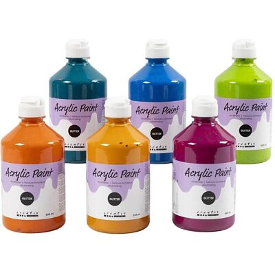 A-Color Acrylfarbe - Sortierte Glitzerfarben - 6x500ml - Malen A-Color Acrylfarbe - Sortierte Glitzerfarben - 6x500ml - Malen