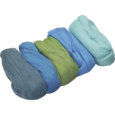 3x Heyda Merino-Wolle Mix, Garn + Wolle, Blau, Grün, Türkis 3x Heyda Merino-Wolle Mix, Garn + Wolle, Blau, Grün, Türkis
