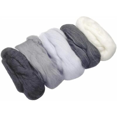 3x Heyda Merino-Wolle Mix, Garn + Wolle, Grau, Silber, Weiss 3x Heyda Merino-Wolle Mix, Garn + Wolle, Grau, Silber, Weiss