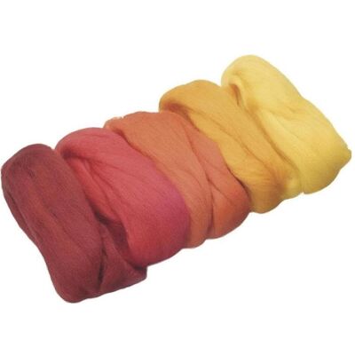 3x Heyda Merino-Wolle Mix, Garn + Wolle, Gelb, Orange, Rot 3x Heyda Merino-Wolle Mix, Garn + Wolle, Gelb, Orange, Rot