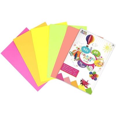 OEM Farbpapier A4 Fluoreszierend - 75 g/m², 40 Blätter OEM Farbpapier A4 Fluoreszierend - 75 g/m², 40 Blätter