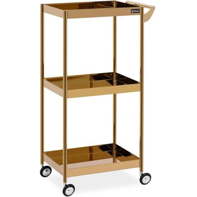 Physa, Salonbedarf, Kosmetikwagen golden 3 Ablagen 4 Räder 30 kg Arbeitswagen Kosmetik-Beistellwagen Physa, Salonbedarf, Kosmetikwagen golden 3 Ablagen 4 Räder 30 kg Arbeitswagen Kosmetik-Beistellwagen