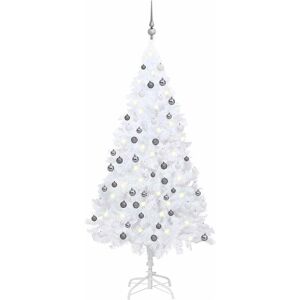 vidaXL Weiß Vorbeleuchteter Weihnachtsbaum mit Kugeln - Weihnachtsbaum vidaXL Weiß Vorbeleuchteter Weihnachtsbaum mit Kugeln - Weihnachtsbaum