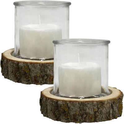 Natura Punto, Windlicht, 2er-Set Kerzenglas Windlicht auf Holzsockel (2x) Natura Punto, Windlicht, 2er-Set Kerzenglas Windlicht auf Holzsockel (2x)