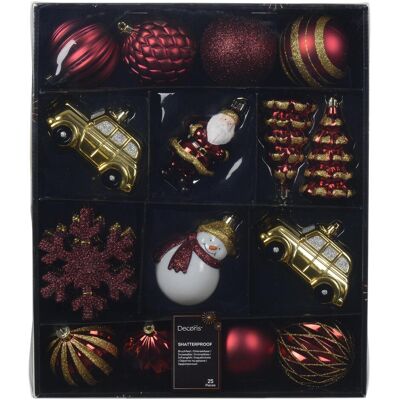 Decoris, Christbaumschmuck, Piccadilly Shatterproof Christmas Ornament Set, Red-Gold, 25 pcs (25x) Decoris, Christbaumschmuck, Piccadilly Shatterproof Christmas Ornament Set, Red-Gold, 25 pcs (25x)