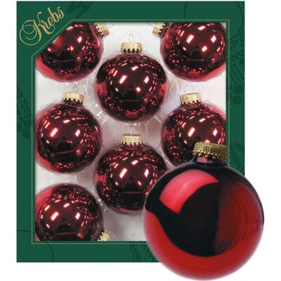 Krebs Glas Lauscha, Christbaumschmuck, Rote Kugeln im 8er Set - Christbaumschmuck aus Glas Krebs Glas Lauscha, Christbaumschmuck, Rote Kugeln im 8er Set - Christbaumschmuck aus Glas