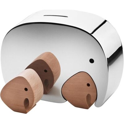 Georg Jensen, Spardose, Moneyphant mit Zwillingen Spardose Georg Jensen, Spardose, Moneyphant mit Zwillingen Spardose