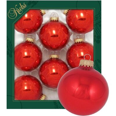 Krebs Glas Lauscha, Christbaumschmuck, Rote Kugeln im 8er Set - Christbaumschmuck aus Glas Krebs Glas Lauscha, Christbaumschmuck, Rote Kugeln im 8er Set - Christbaumschmuck aus Glas