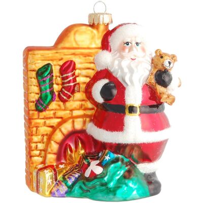 Krebs Glas Lauscha, Christbaumschmuck, Santa vor dem Kamin - Christbaumschmuck aus Glas Krebs Glas Lauscha, Christbaumschmuck, Santa vor dem Kamin - Christbaumschmuck aus Glas