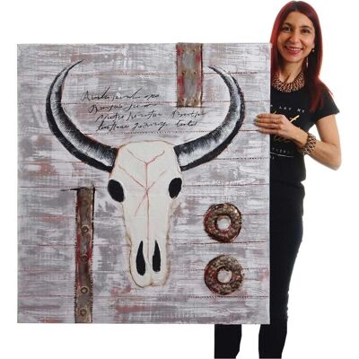 MCW Stier-2 Wandbild - 100x90cm - Handgefertigte Qualität MCW Stier-2 Wandbild - 100x90cm - Handgefertigte Qualität