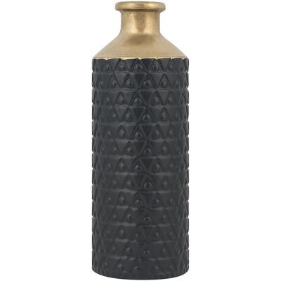 Beliani Dekorativer Tischvase Schwarz mit Gold Steinzeug - Dekorative Vase Beliani Dekorativer Tischvase Schwarz mit Gold Steinzeug - Dekorative Vase